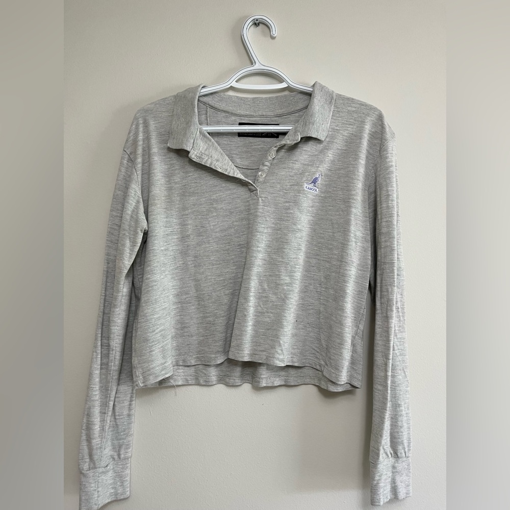 Kangol light gray polo long sleeve shirt